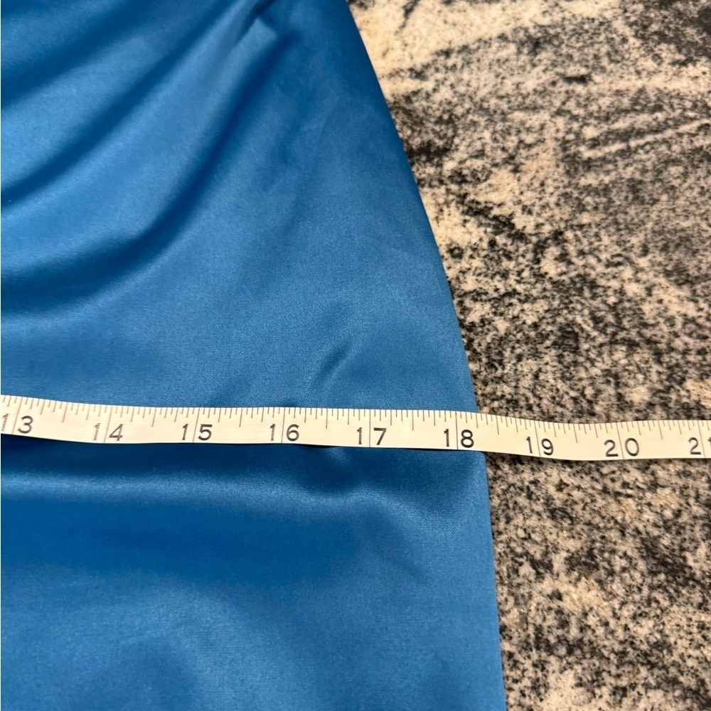 OH POLLY size 10 mini spaghetti strap cerulean blue mini satin dress - Picture 15 of 16
